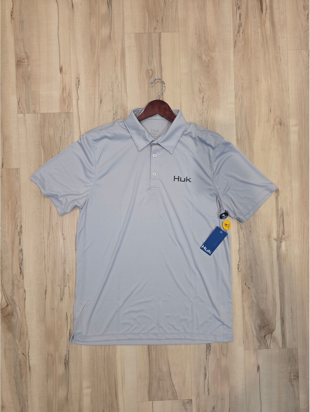 Huk Men's Light Gray Performance Polo Shirt Size Large